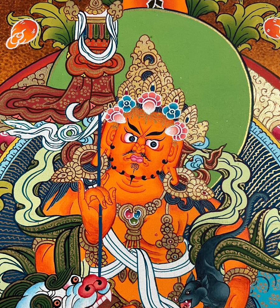 Zambala  on Snow Lion Thangka Painting