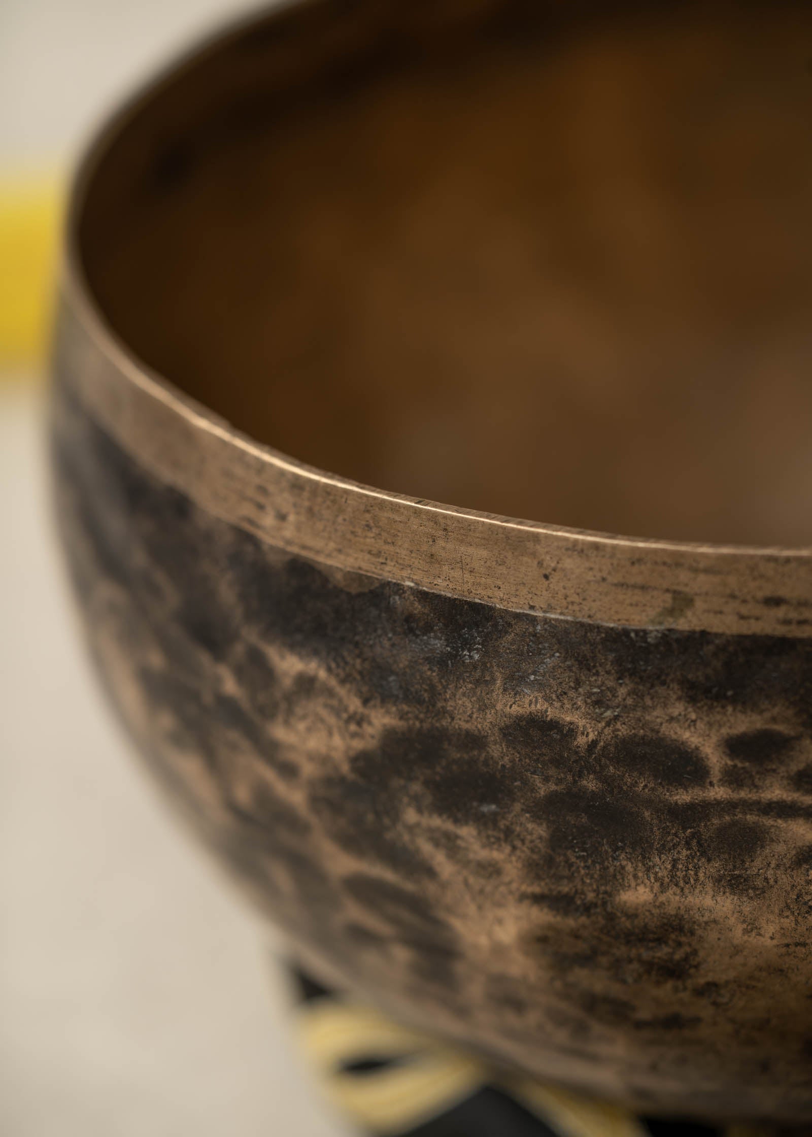 Handmade KOPRE BOWL with C3 Root Chakra fundamental note and F4 Heart Chakra overtone for meditation, sound healing, and yoga.