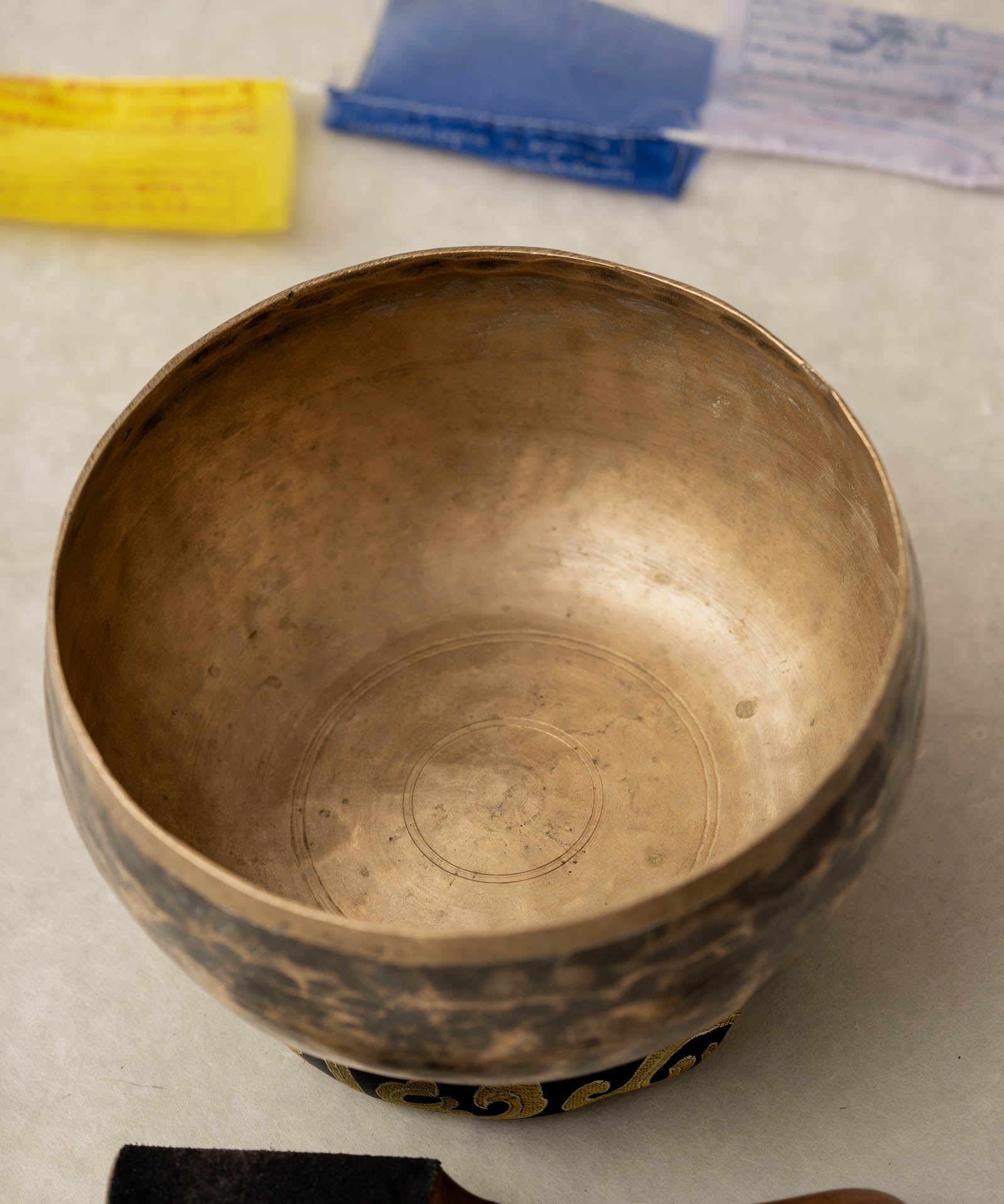 Handmade KOPRE BOWL with C3 Root Chakra fundamental note and F4 Heart Chakra overtone for meditation, sound healing, and yoga.