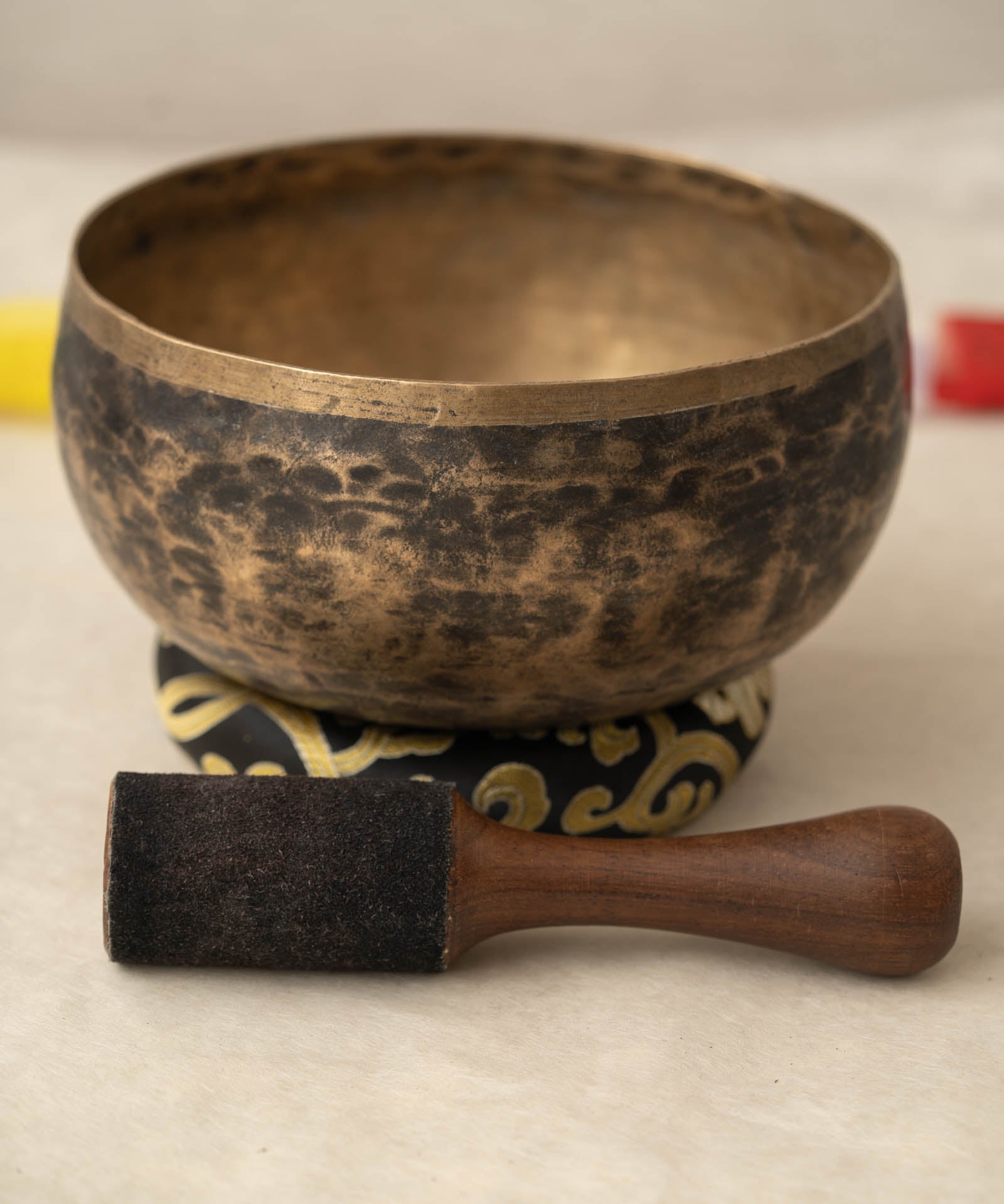 Handmade KOPRE BOWL with C3 Root Chakra fundamental note and F4 Heart Chakra overtone for meditation, sound healing, and yoga.