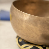 Handmade KOPRE BOWL with D3 Sacral Chakra fundamental note and G4 Throat Chakra overtone for meditation, sound healing, and yoga.