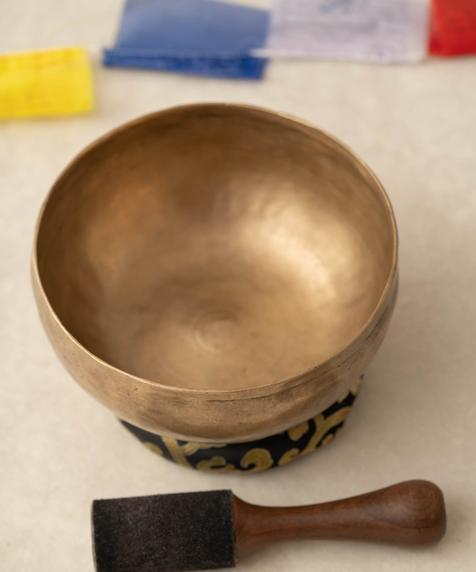 Handmade KOPRE BOWL with D3 Sacral Chakra fundamental note and G4 Throat Chakra overtone for meditation, sound healing, and yoga.