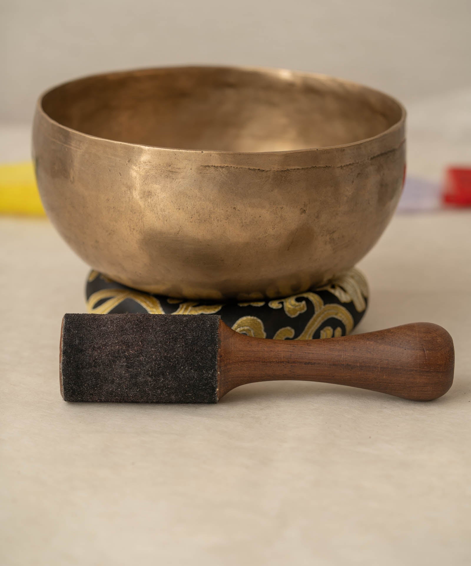 Handmade KOPRE BOWL with D3 Sacral Chakra fundamental note and G4 Throat Chakra overtone for meditation, sound healing, and yoga.