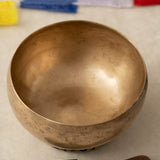 Handmade Kopre Bowl with C3 Root Chakra fundamental note and G4 Throat Chakra overtone for meditation, sound healing, and yoga.