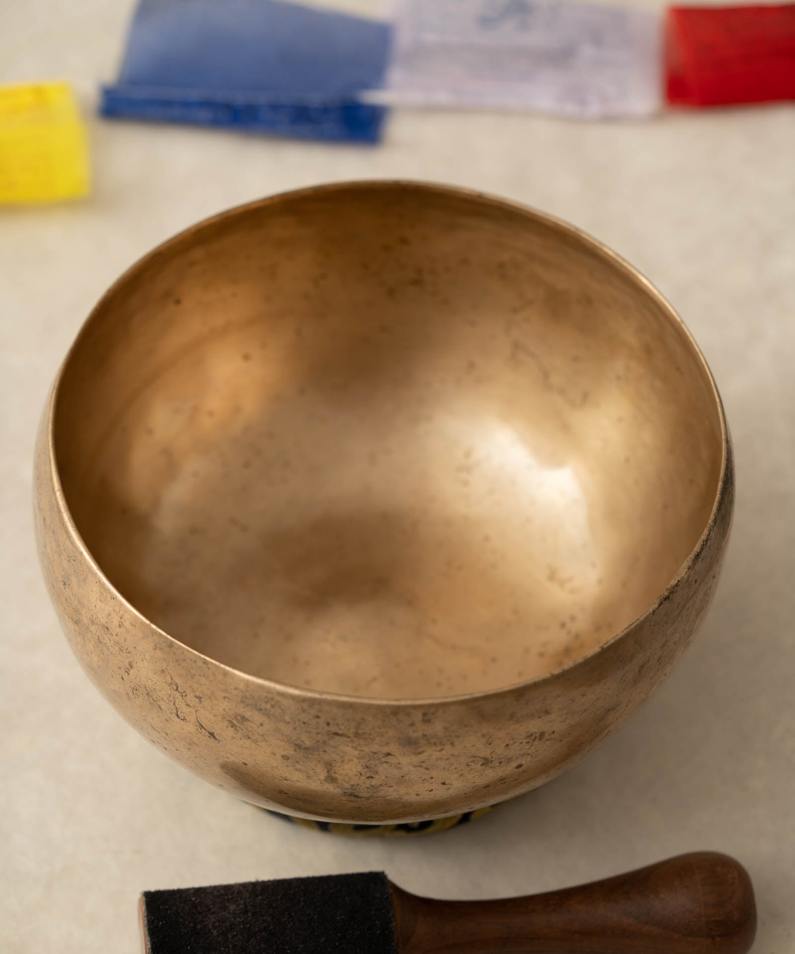 Handmade Kopre Bowl with C3 Root Chakra fundamental note and G4 Throat Chakra overtone for meditation, sound healing, and yoga.