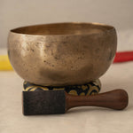 Handmade Kopre Bowl with C3 Root Chakra fundamental note and G4 Throat Chakra overtone for meditation, sound healing, and yoga.