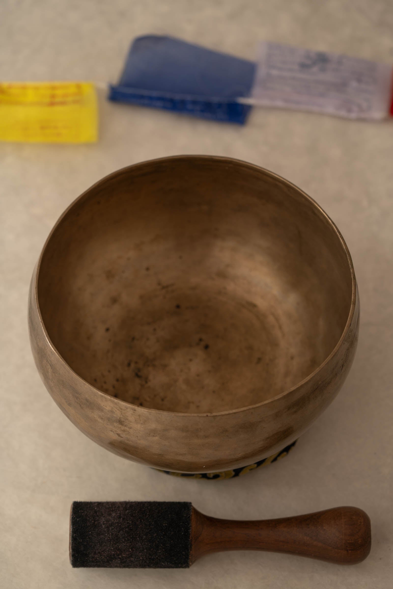 Handmade Kopre Bowl with B2 Crown Chakra fundamental note and B2 overtone for meditation, sound healing, and yoga.