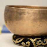 Handmade Kopre Bowl with C3 Root Chakra fundamental note and C3 overtone for meditation, sound healing, and yoga.