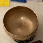 Handmade Kopre Bowl with C3 Root Chakra fundamental note and C3 overtone for meditation, sound healing, and yoga.