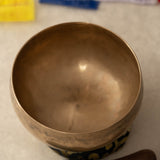 Handmade Kopre Bowl with C3 Root Chakra fundamental note and C3 overtone for meditation, sound healing, and yoga.
