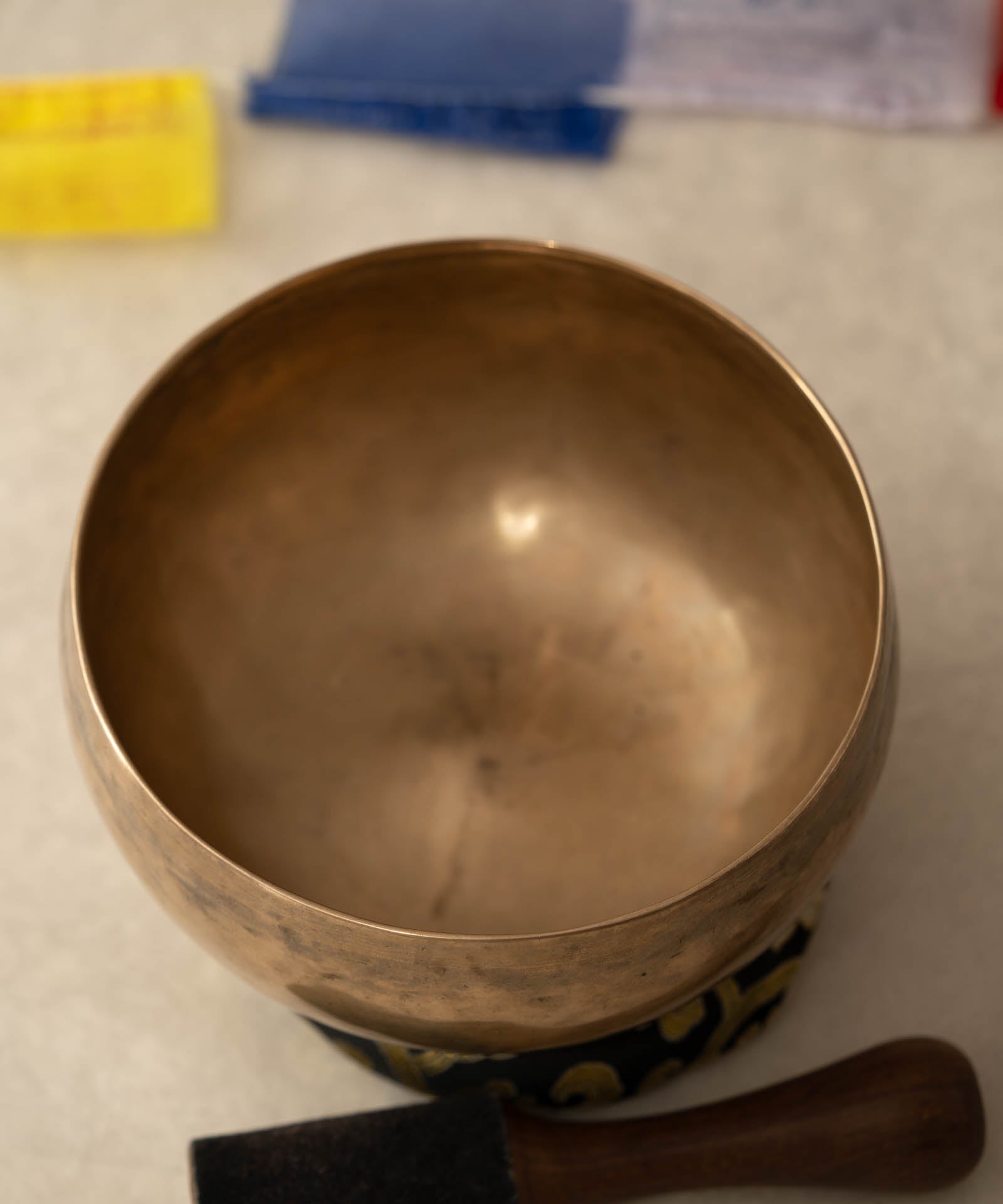 Handmade Kopre Bowl with C3 Root Chakra fundamental note and C3 overtone for meditation, sound healing, and yoga.