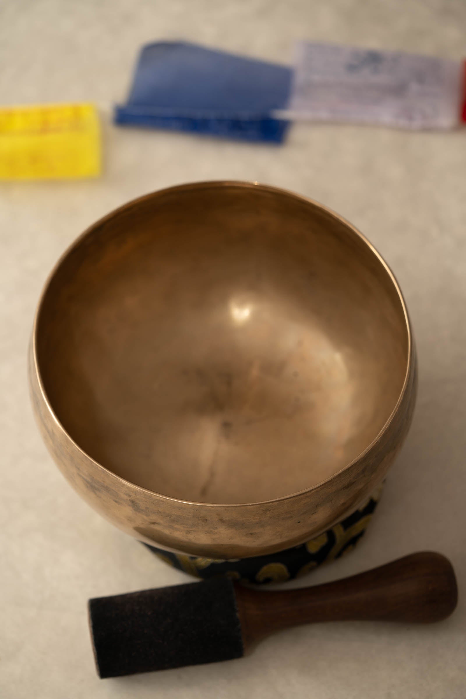 Handmade Kopre Bowl with C3 Root Chakra fundamental note and C3 overtone for meditation, sound healing, and yoga.