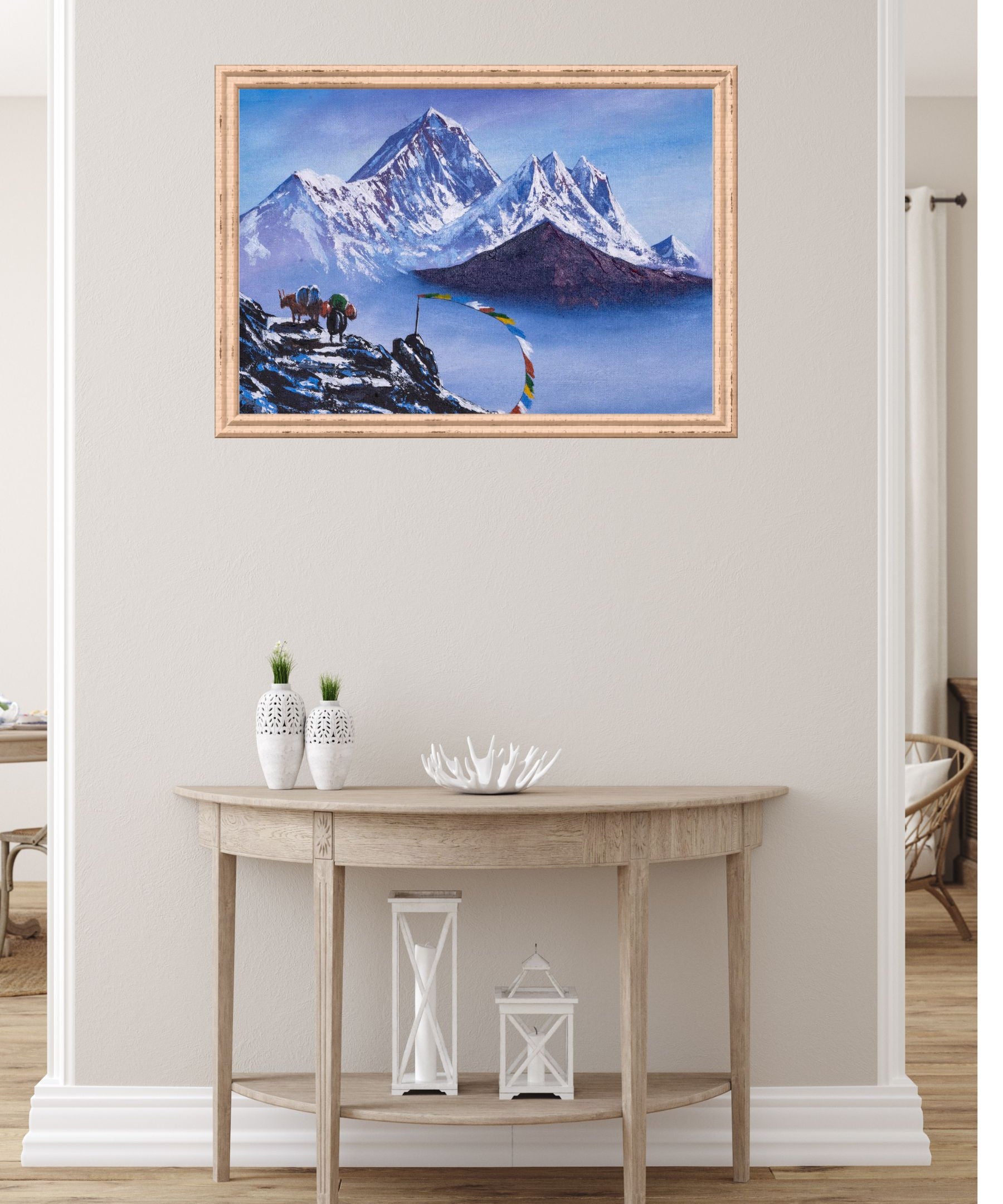 Oil painting of Mount Everest front view - Himalayas Shop