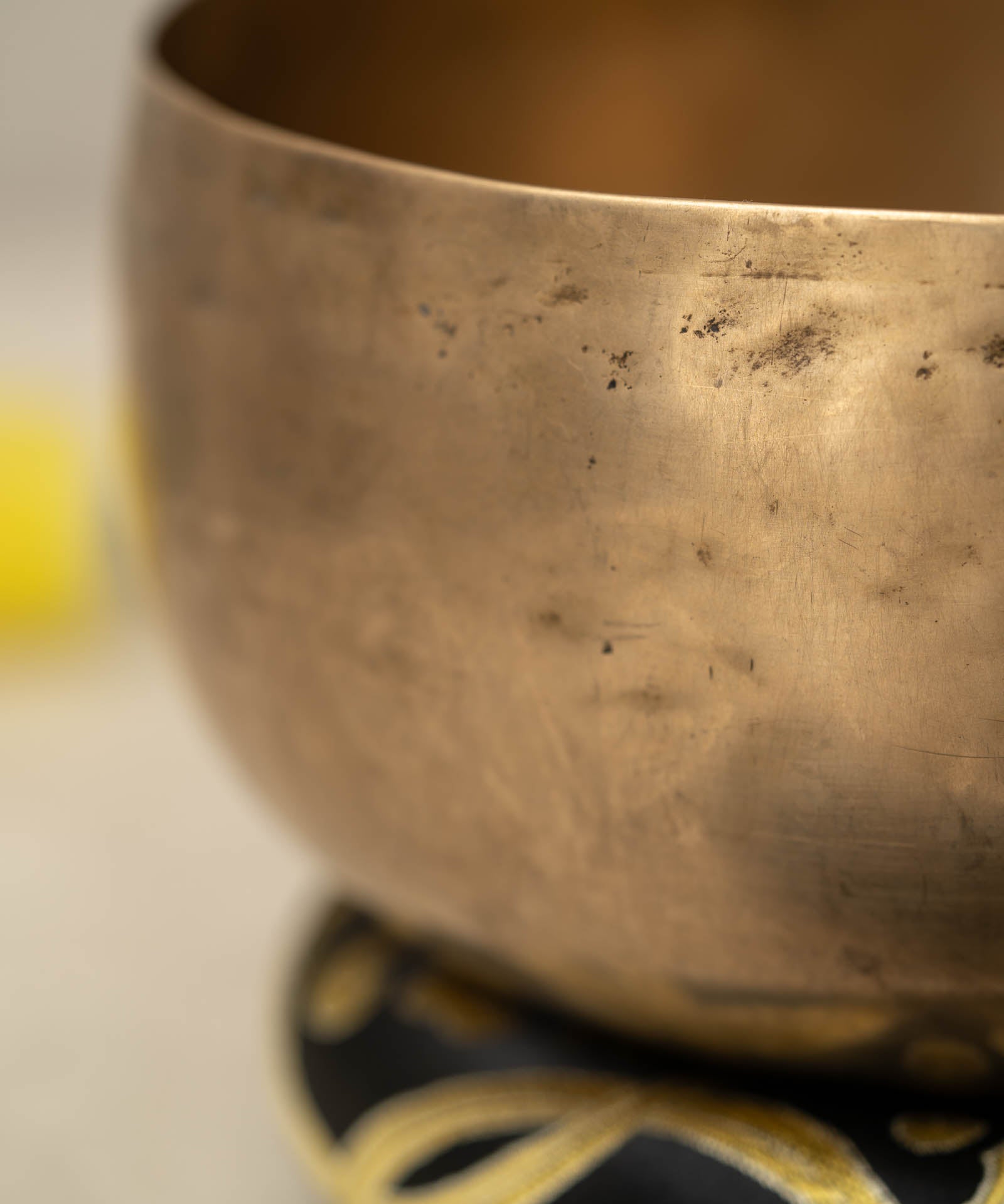 Handmade Kopre Bowl with C3 Root Chakra fundamental note and F3 Heart Chakra overtone for meditation, sound healing, and yoga.