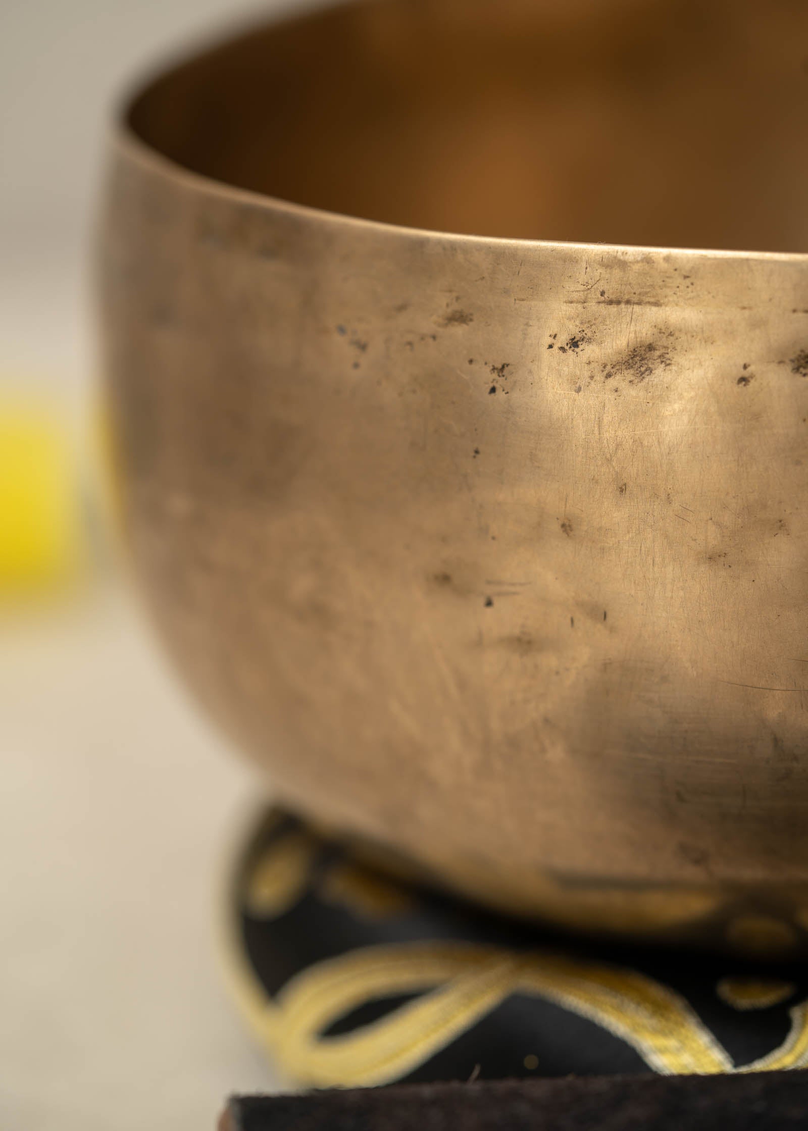 Handmade Kopre Bowl with C3 Root Chakra fundamental note and F3 Heart Chakra overtone for meditation, sound healing, and yoga.