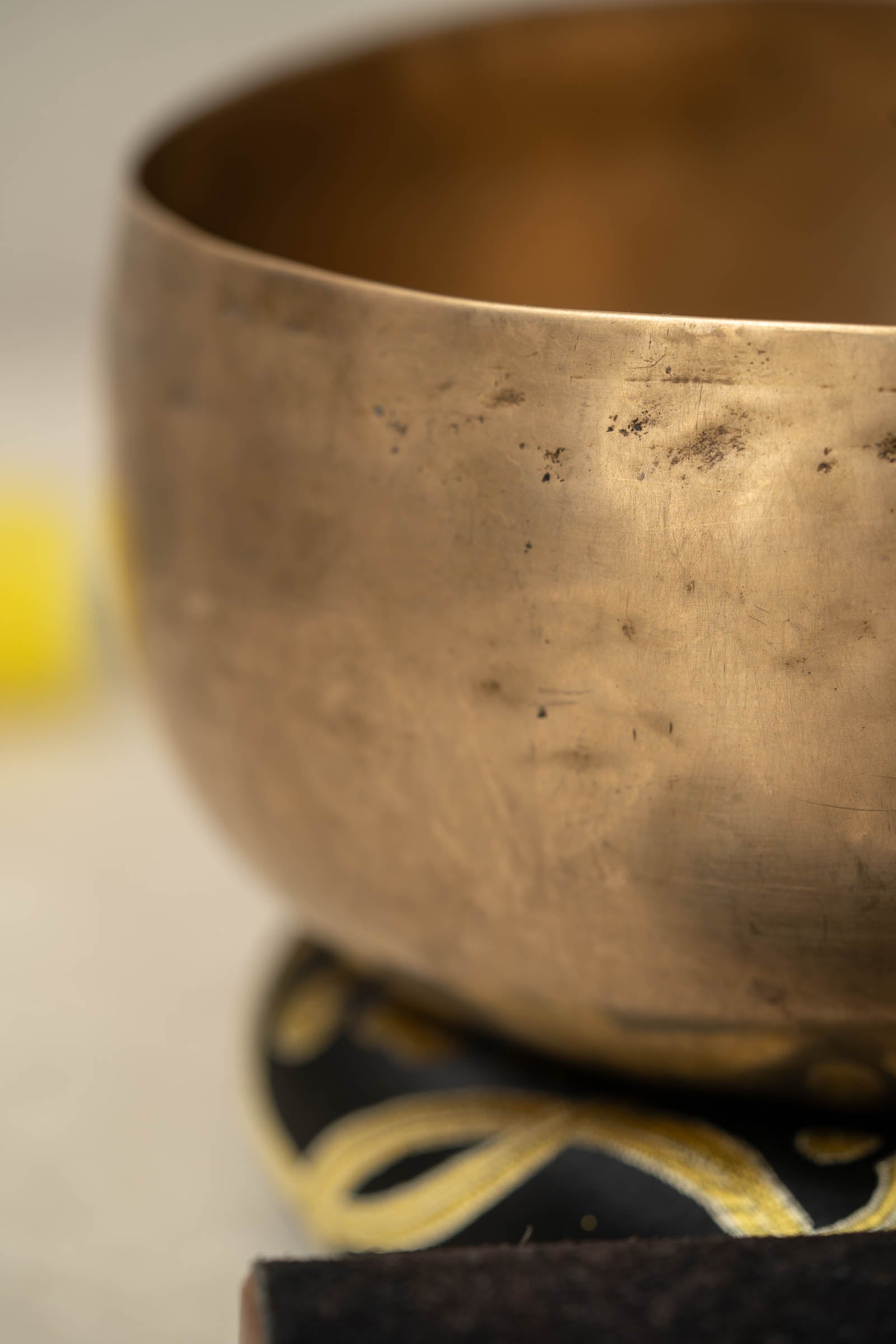 Handmade Kopre Bowl with C3 Root Chakra fundamental note and F3 Heart Chakra overtone for meditation, sound healing, and yoga.