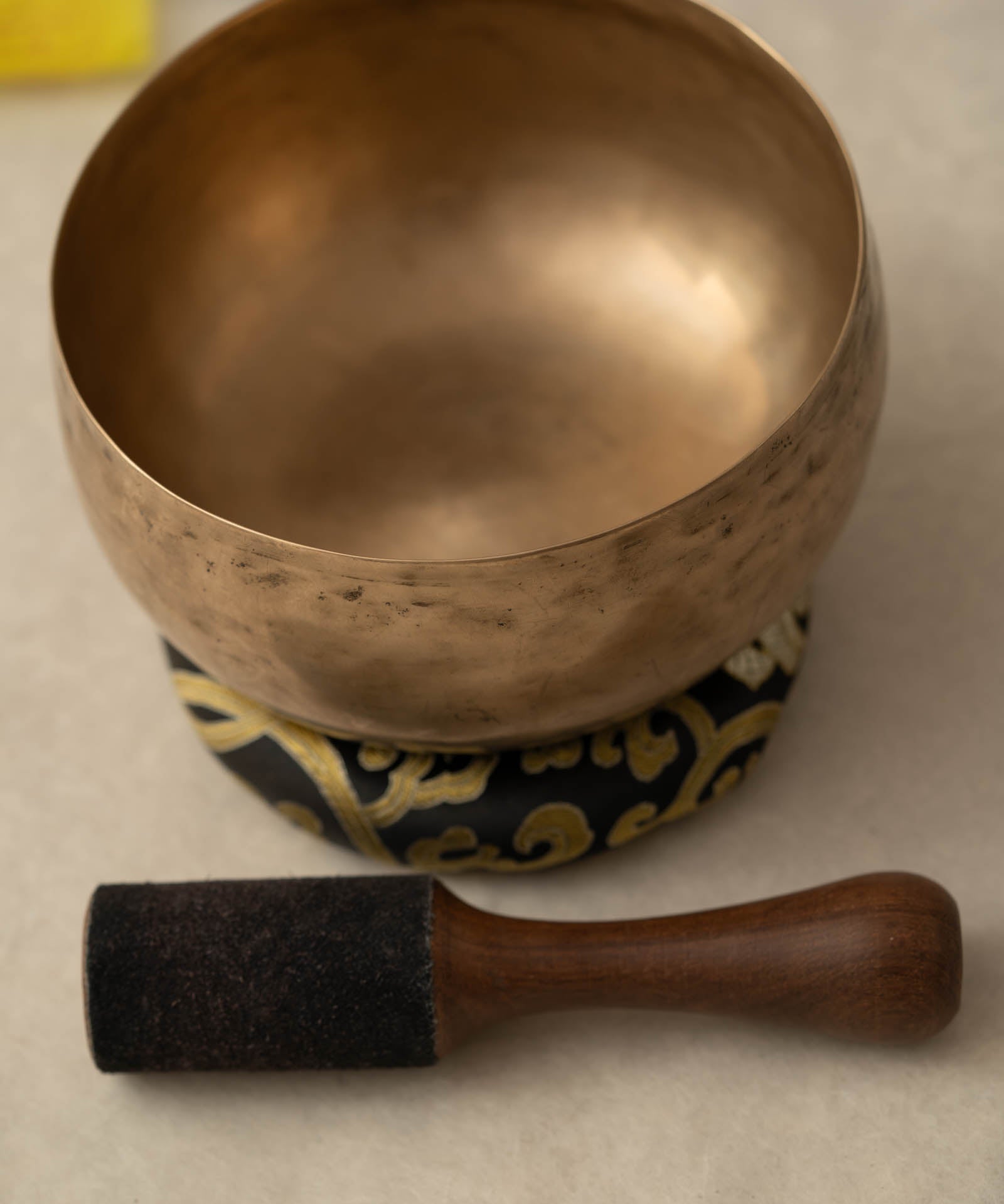 Handmade Kopre Bowl with C3 Root Chakra fundamental note and F3 Heart Chakra overtone for meditation, sound healing, and yoga.