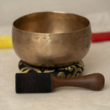 Handmade Kopre Bowl with C3 Root Chakra fundamental note and F3 Heart Chakra overtone for meditation, sound healing, and yoga.