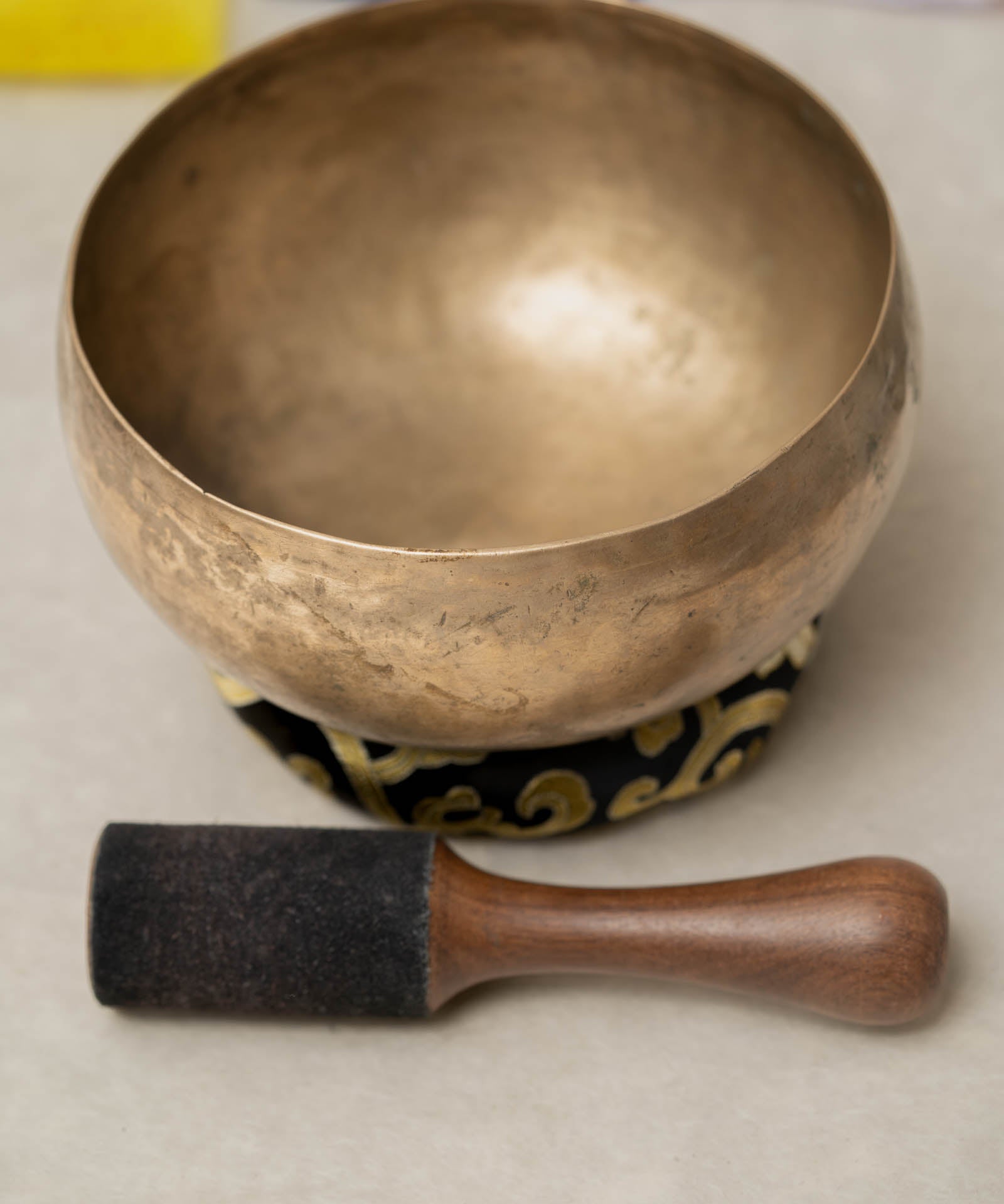 Handmade Kopre Bowl with C3 Root Chakra fundamental note and F4 Heart Chakra overtone for meditation, sound healing, and yoga