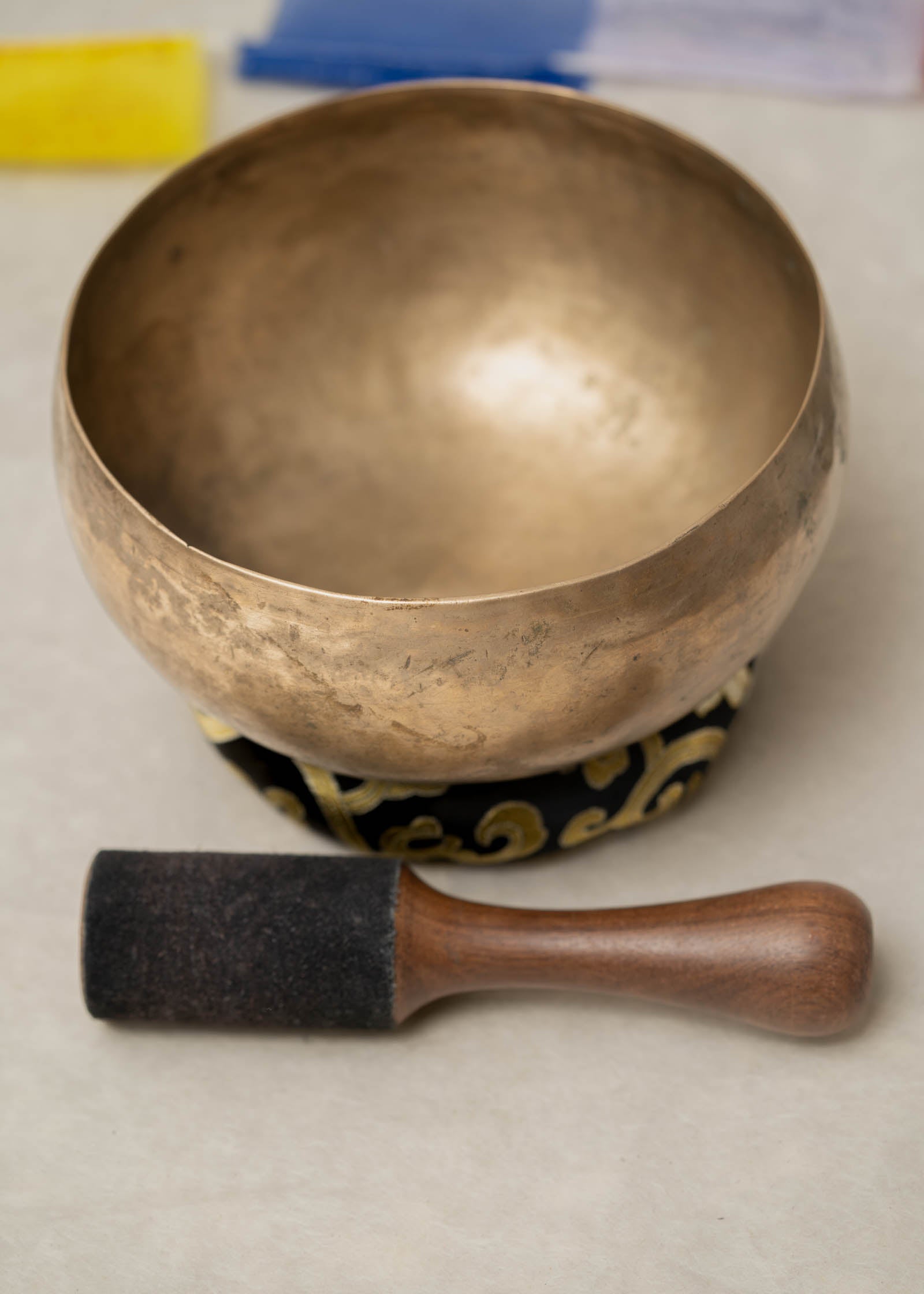 Handmade Kopre Bowl with C3 Root Chakra fundamental note and F4 Heart Chakra overtone for meditation, sound healing, and yoga