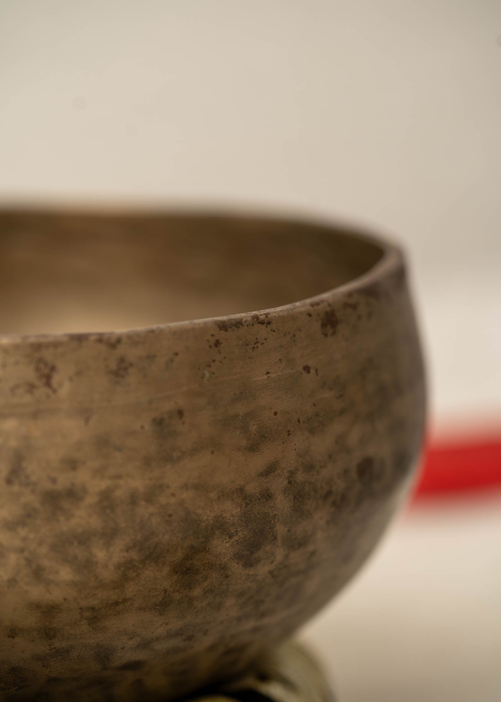 Handmade Kopre Bowl with F3 Heart Chakra fundamental note and C5 Root Chakra overtone for meditation, sound healing, and yoga.