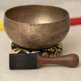 Handmade Kopre Bowl with F3 Heart Chakra fundamental note and C5 Root Chakra overtone for meditation, sound healing, and yoga.