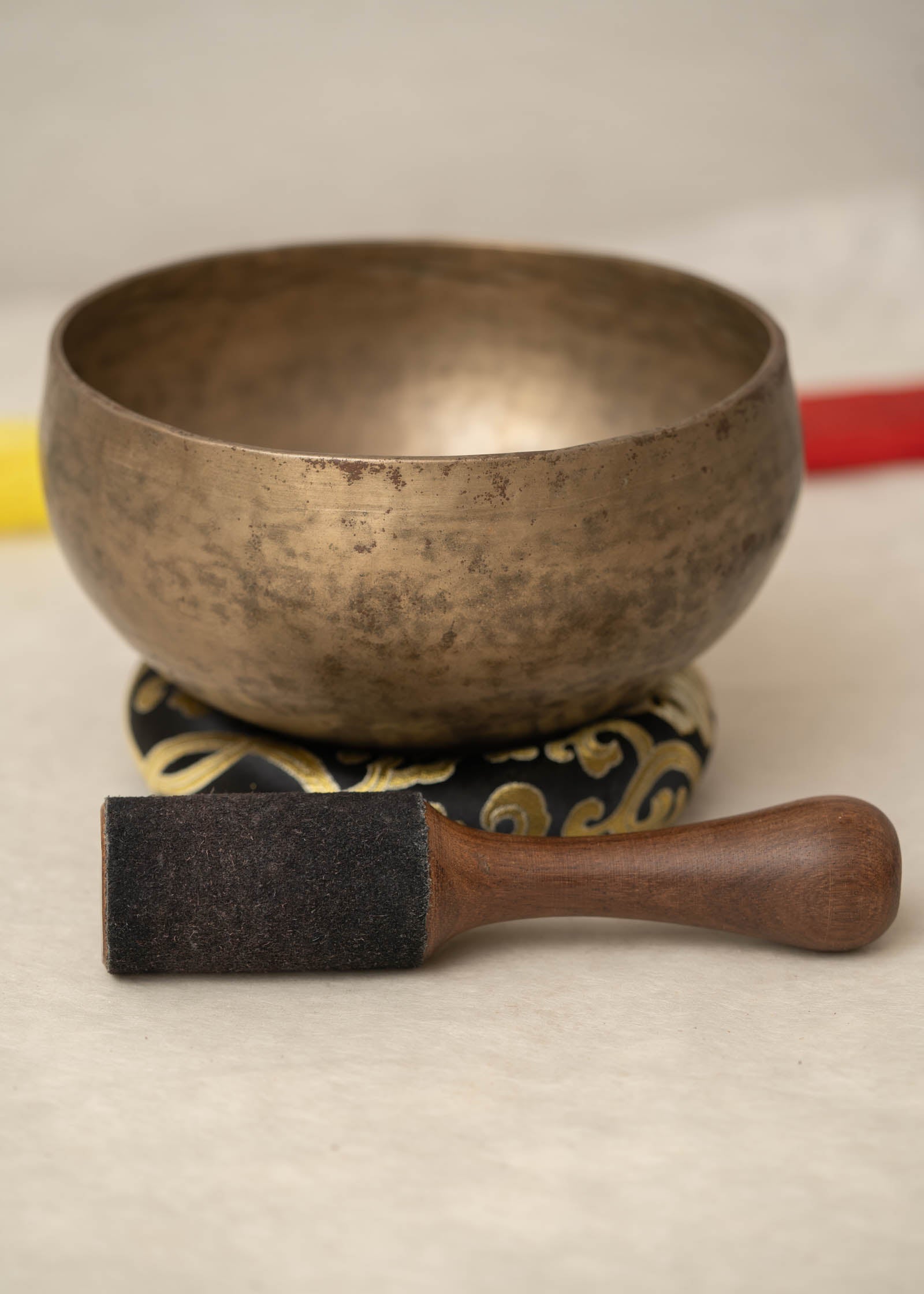 Handmade Kopre Bowl with F3 Heart Chakra fundamental note and C5 Root Chakra overtone for meditation, sound healing, and yoga.