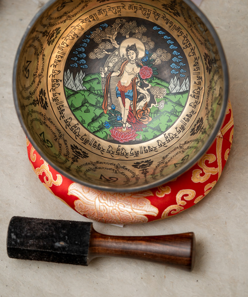 White Tara Singing bowl for Meditation.
