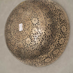 Full Lotus engraved  handmade Tibetan singing bowl with brass finish, wooden mallet, and cushion for Third Eye Chakra meditation