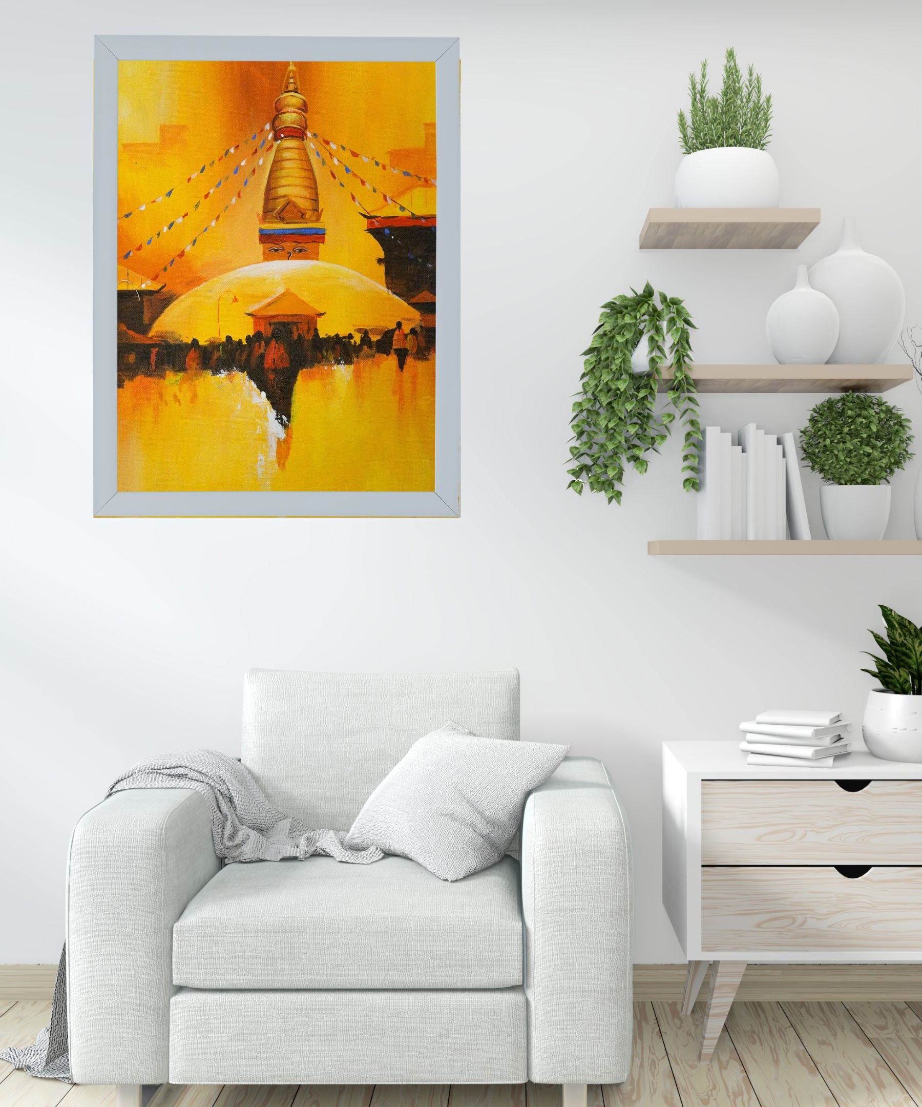 Swayambhunath Stupa Handmade painting on Canvas - Himalayas Shop