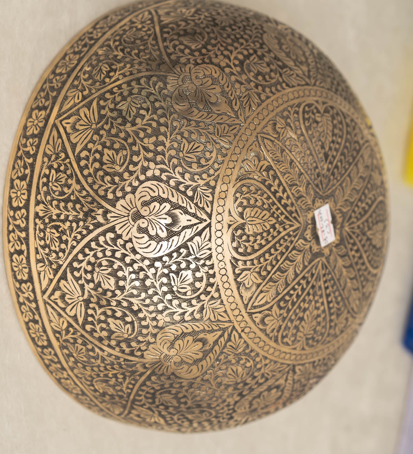 Lotus Floral Engraved handmade Tibetan singing bowl with brass carving, wooden mallet, and cushion for meditation and chakra healing