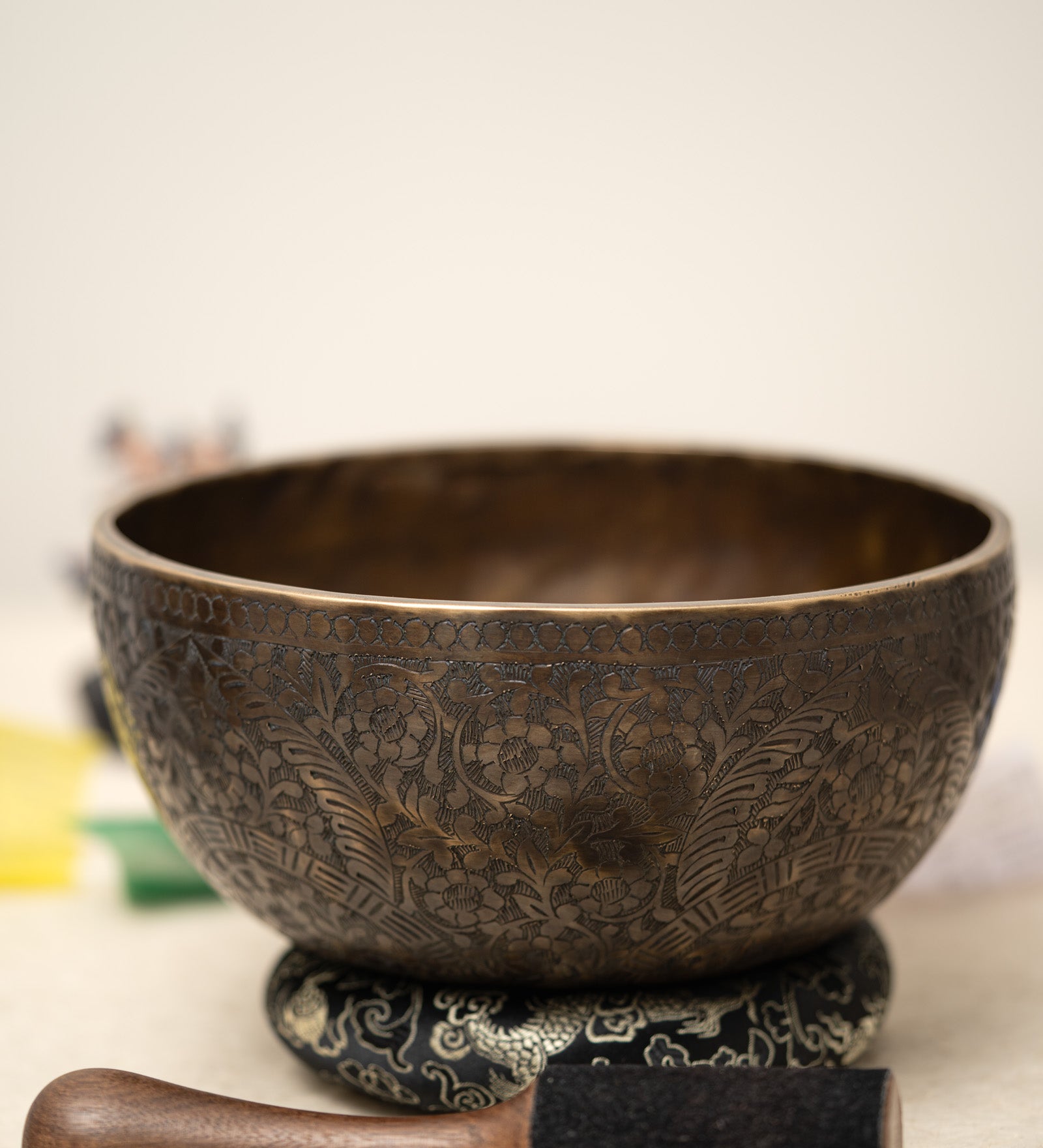 Antique Floral Singing Bowl for Sound Healing.