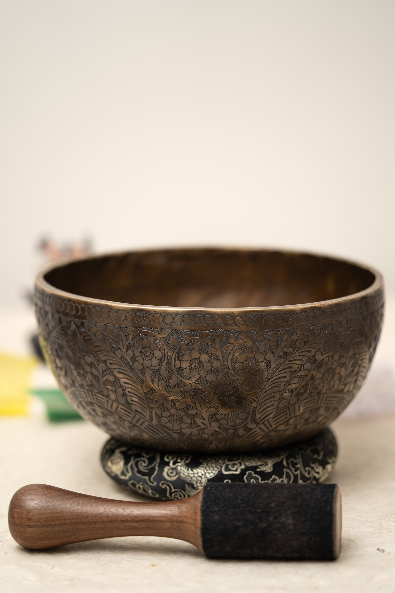 Antique Floral Singing Bowl for Sound Healing.