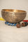 Lotus Floral Engraved handmade Tibetan singing bowl with brass carving, wooden mallet, and cushion for meditation and chakra healing