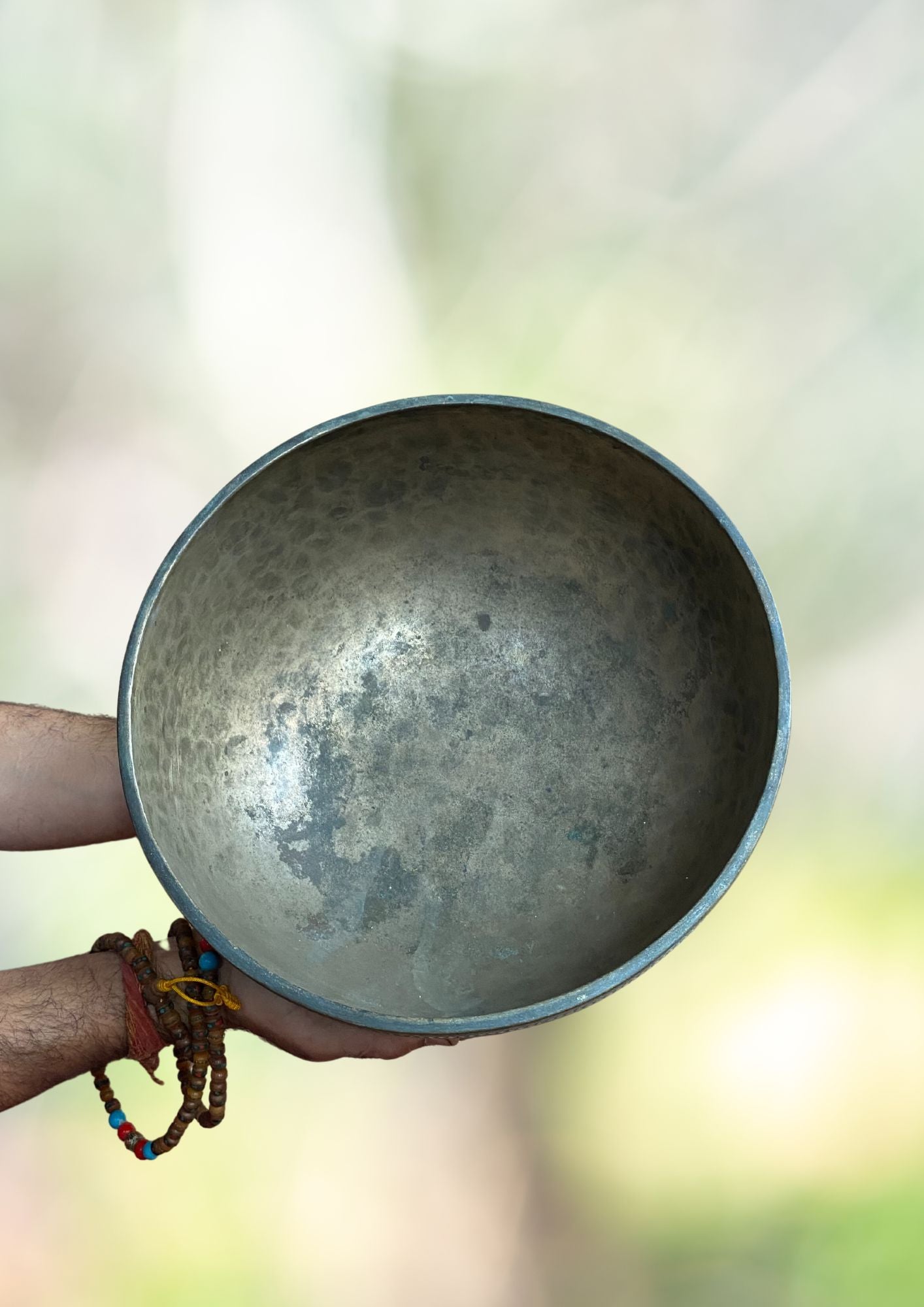 Antique Jambati Peacock Carved Singing Bowl for sound healing. 