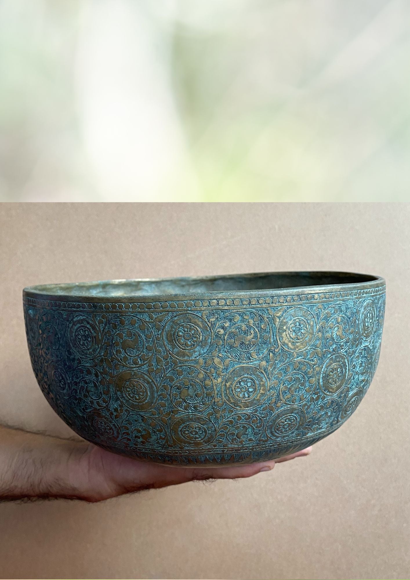 Jambati Bowl with Motif Carving for spiritual healing.