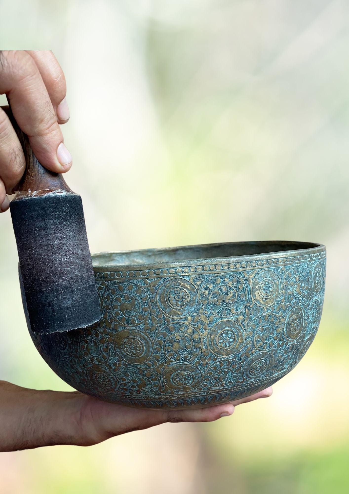 Jambati Bowl with Motif Carving for spiritual healing.