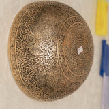 Handmade Himalayan floral engraved brass singing bowl tuned to B2 and C4 for chakra meditation and sound healing