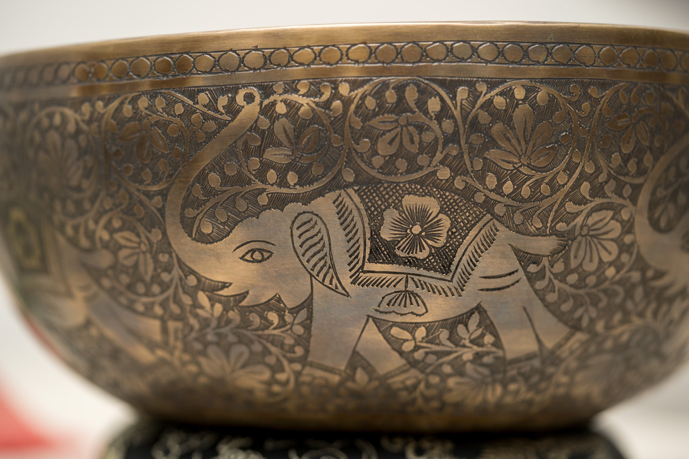 Antique Elephant Motif Singing Bowl - Tibetan Sound Healing Bowl