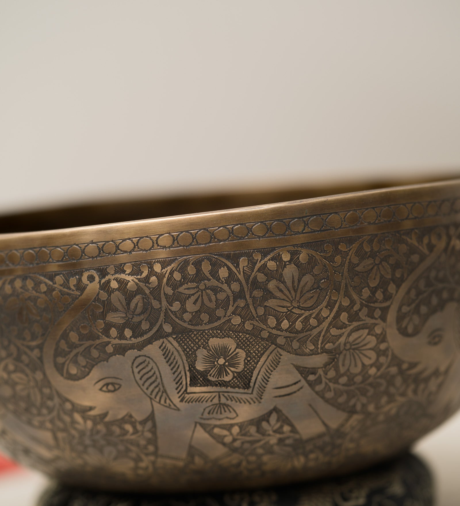 Antique Elephant Motif Singing Bowl - Tibetan Sound Healing Bowl