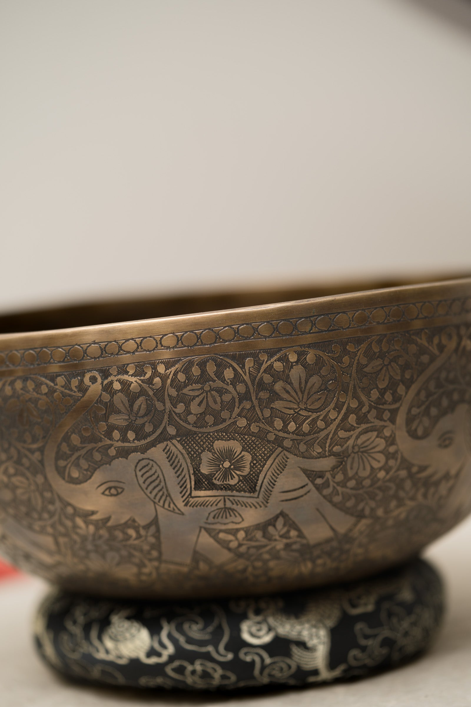 Antique Elephant Motif Singing Bowl - Tibetan Sound Healing Bowl