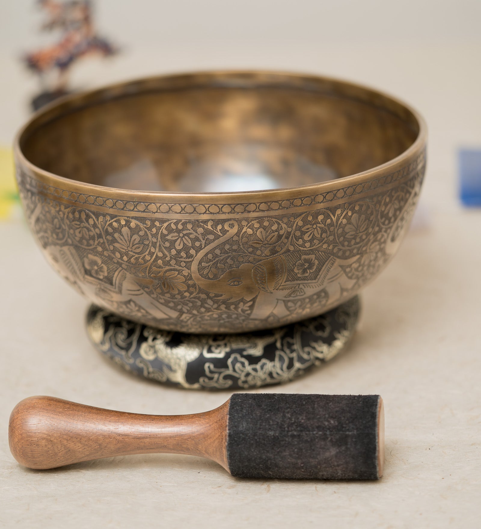 Antique Elephant Motif Singing Bowl - Tibetan Sound Healing Bowl