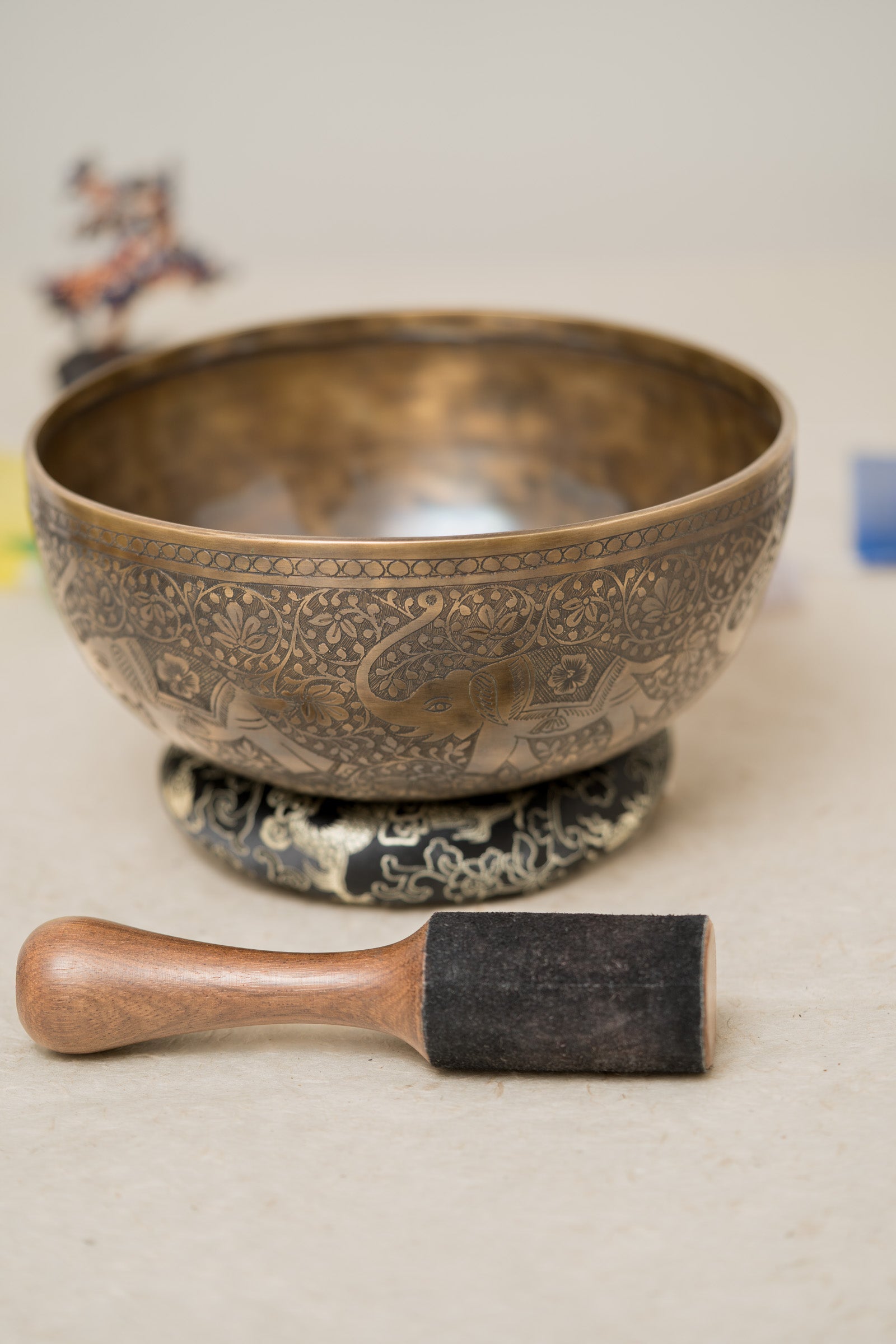 Antique Elephant Motif Singing Bowl - Tibetan Sound Healing Bowl