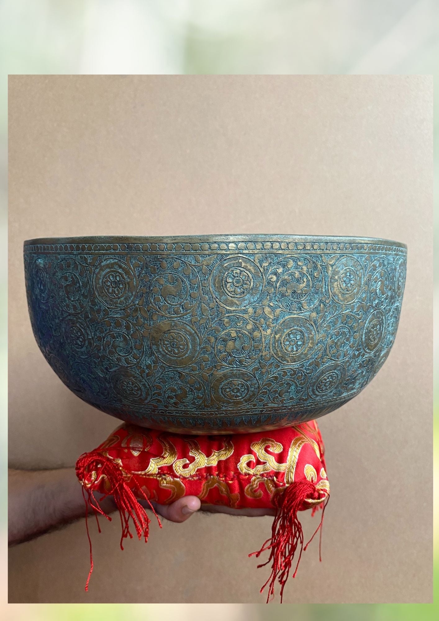 Jambati Bowl with Motif Carving for spiritual healing.