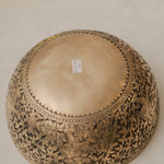 Handmade Himalayan Ganesha engraved brass singing bowl tuned to F3 and C5 for throat and heart chakra sound healing