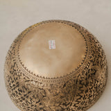 Handmade Himalayan Ganesha engraved brass singing bowl tuned to F3 and C5 for throat and heart chakra sound healing