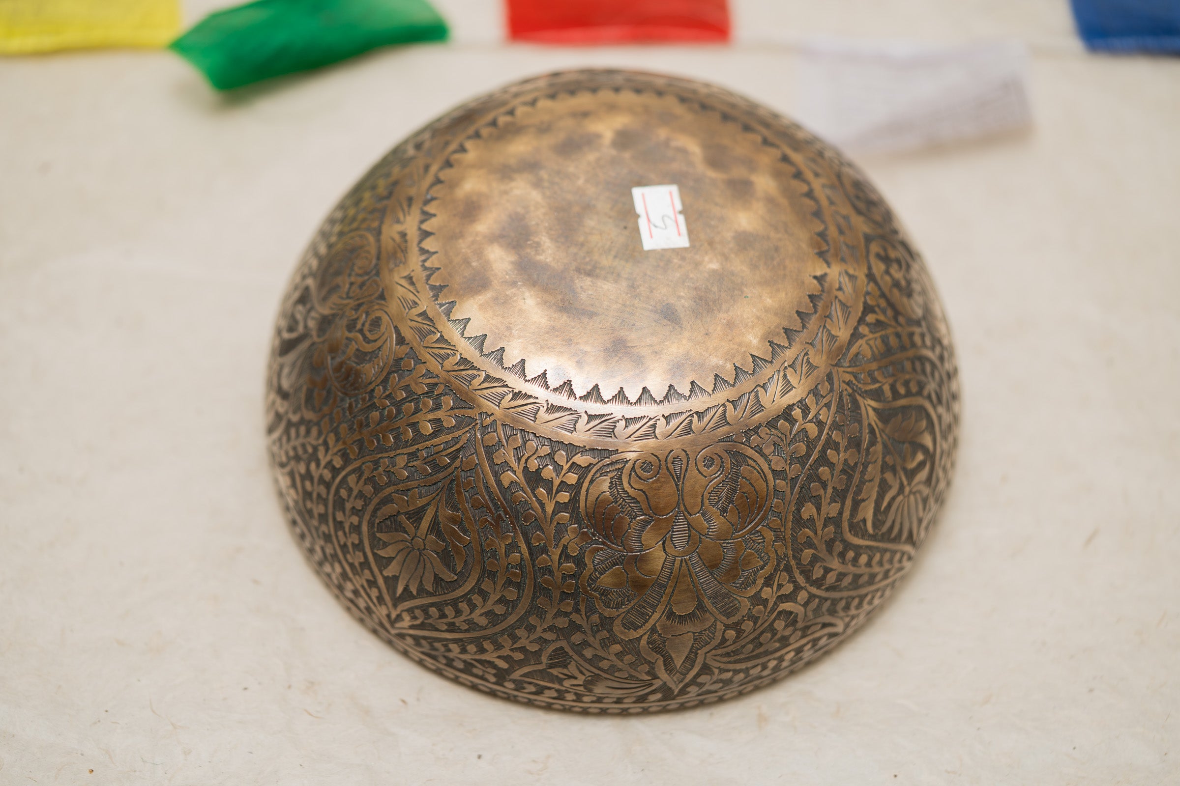 Antique Floral Carved Singing Bowl for Sound Healing.