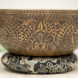 Antique Floral Carved Singing Bowl for Sound Healing.