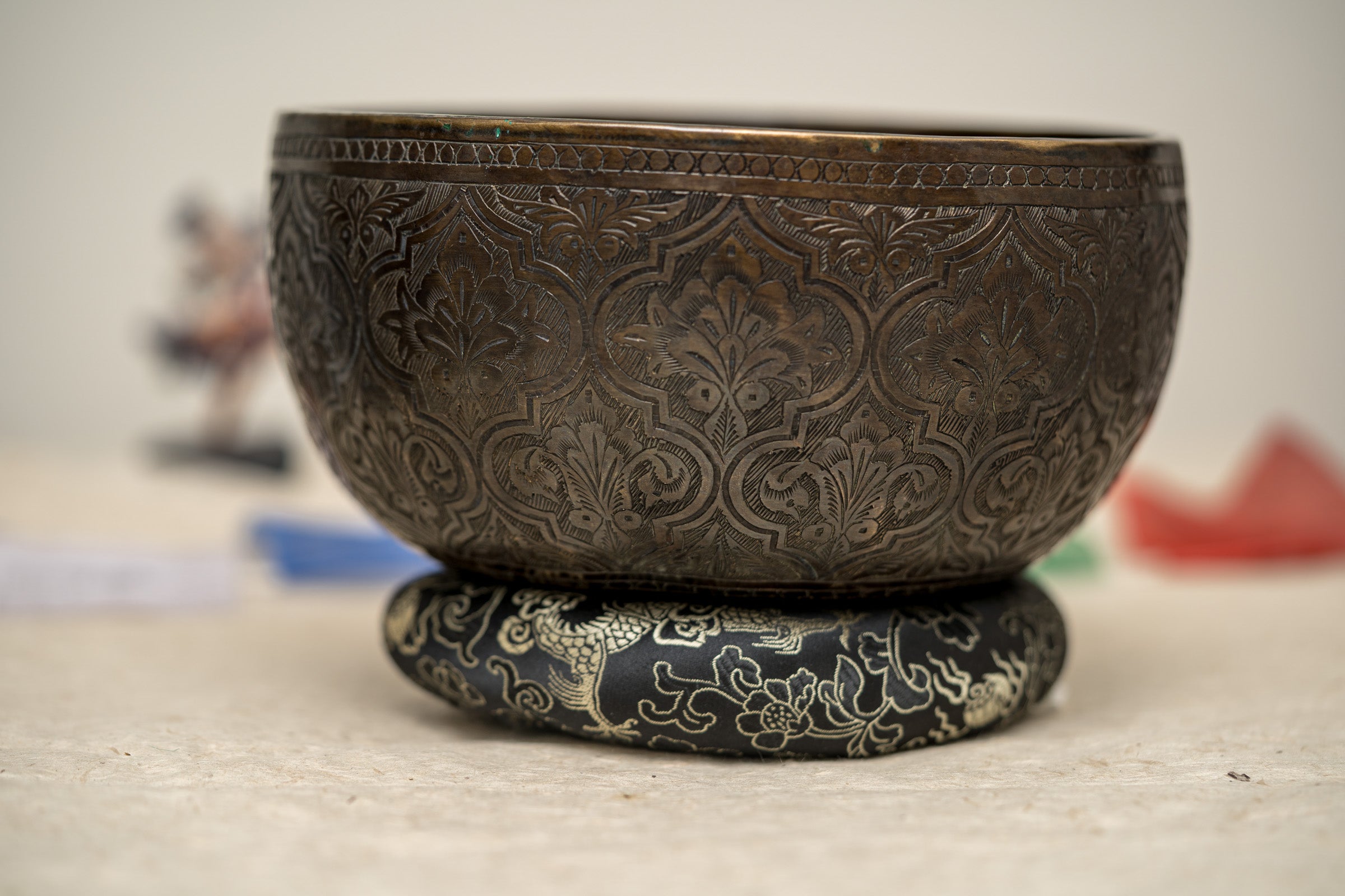  Lotus Singing Bowl - Antique Carved Bowl