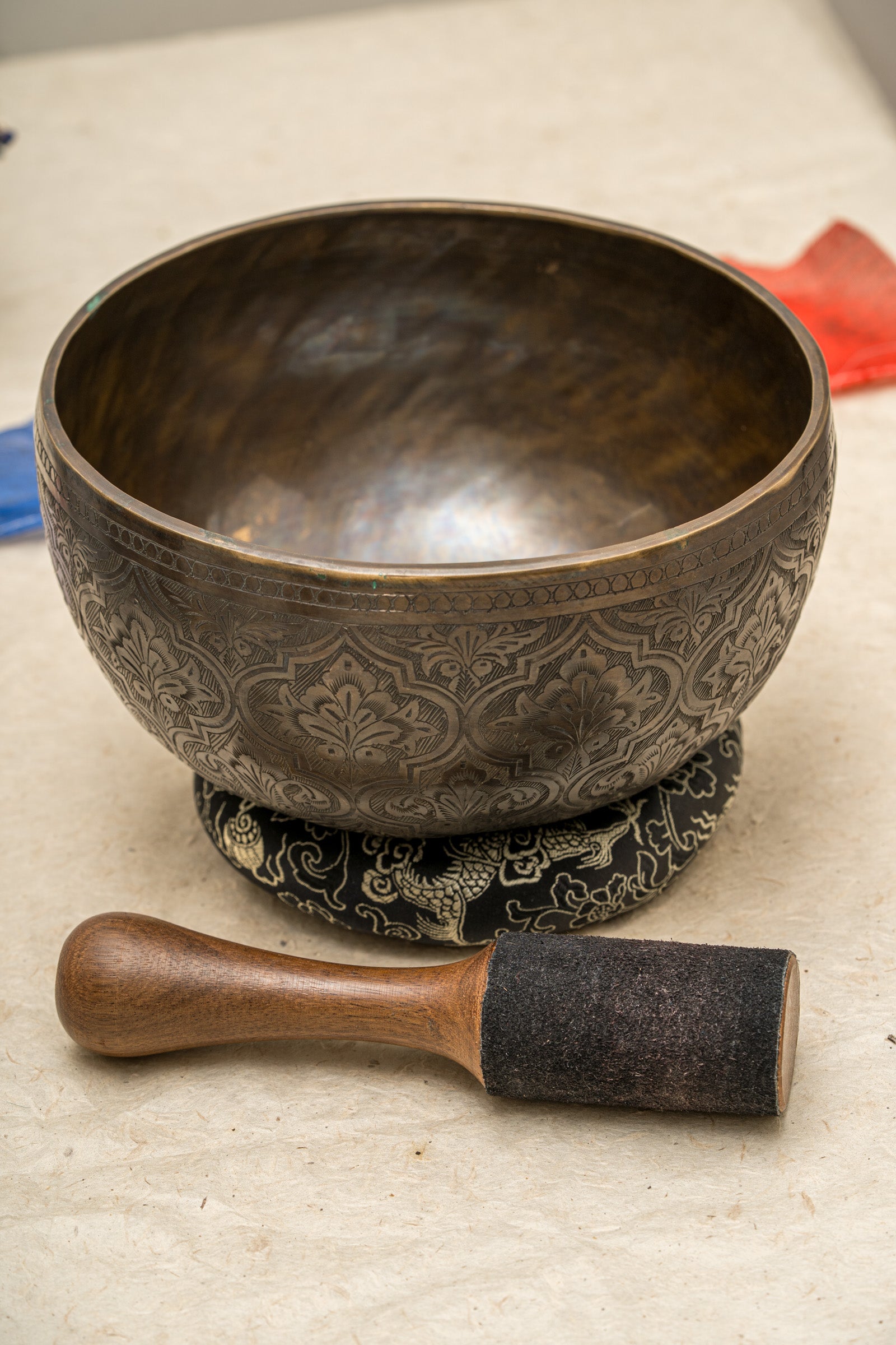  Lotus Singing Bowl - Antique Carved Bowl